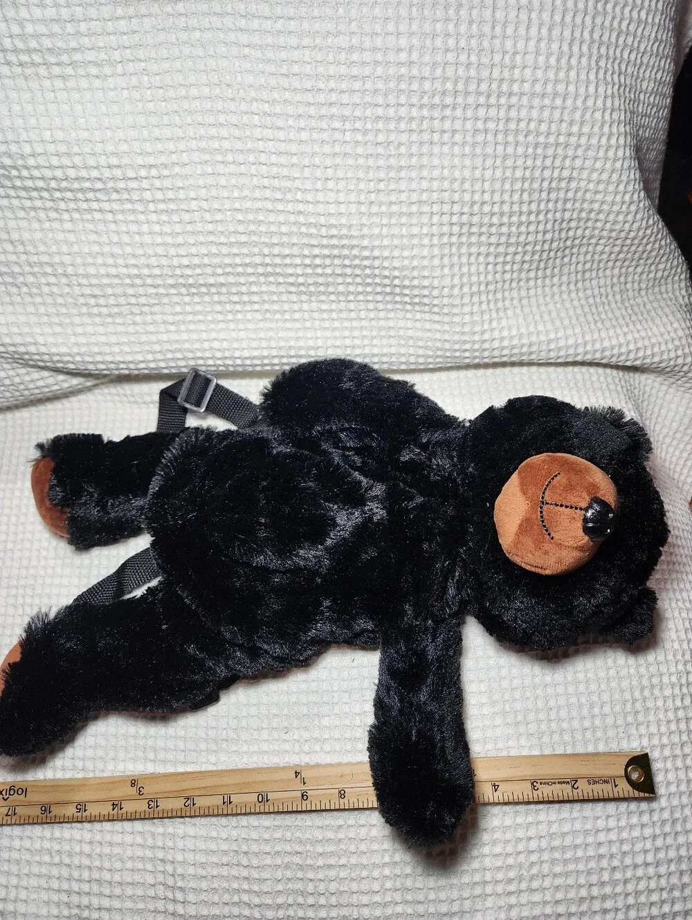 Plush Black Bear Kids Backpack - Soft Teddy Design